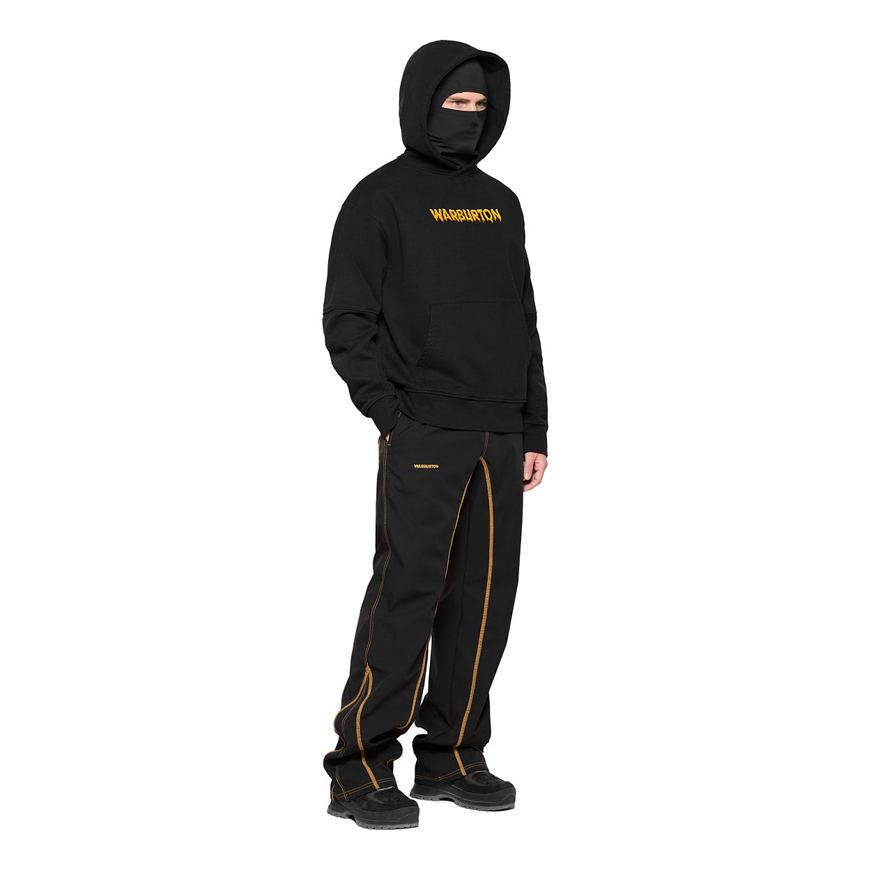 Overlocked Black Trousers