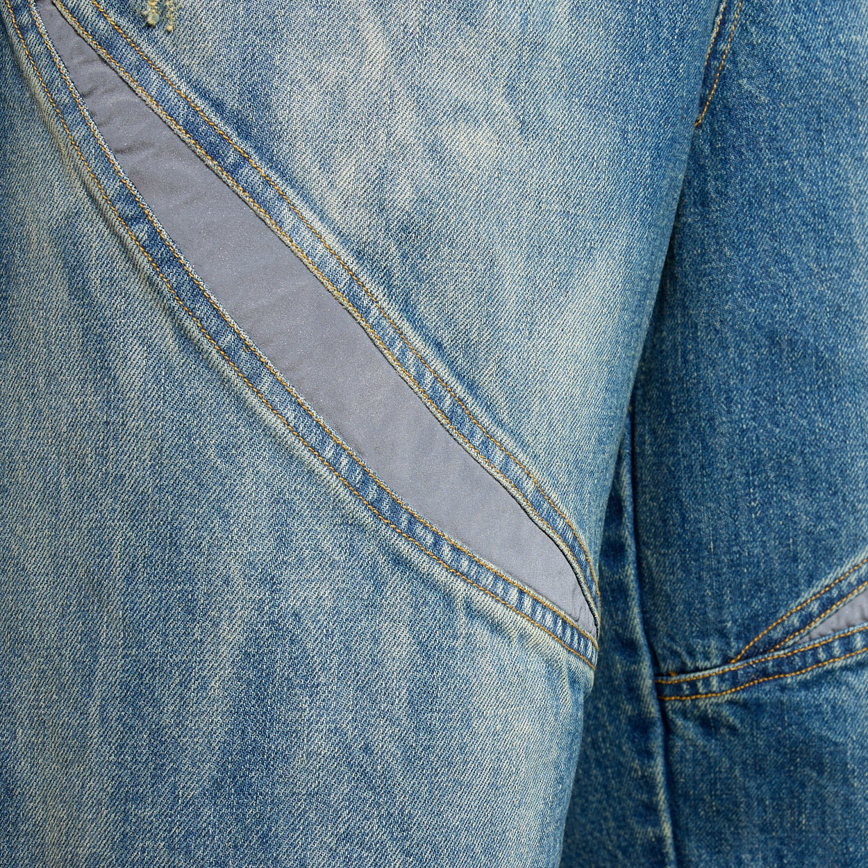 Faded Reflective Denim Shorts
