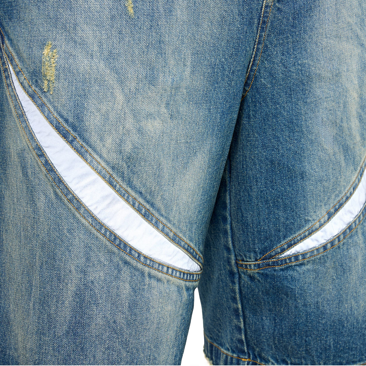 Faded Reflective Denim Shorts
