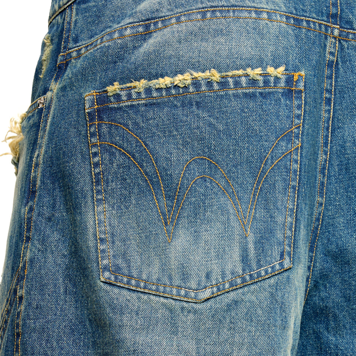 Faded Reflective Denim Shorts