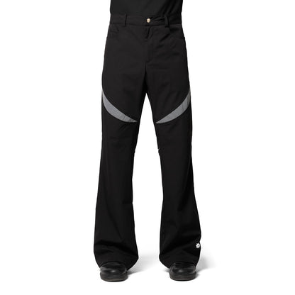 Flared Black Nylon Trousers