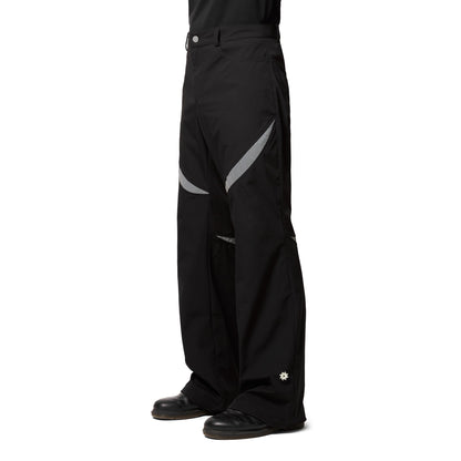 Flared Black Nylon Trousers