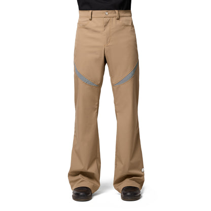 Flared Beige Nylon Trousers