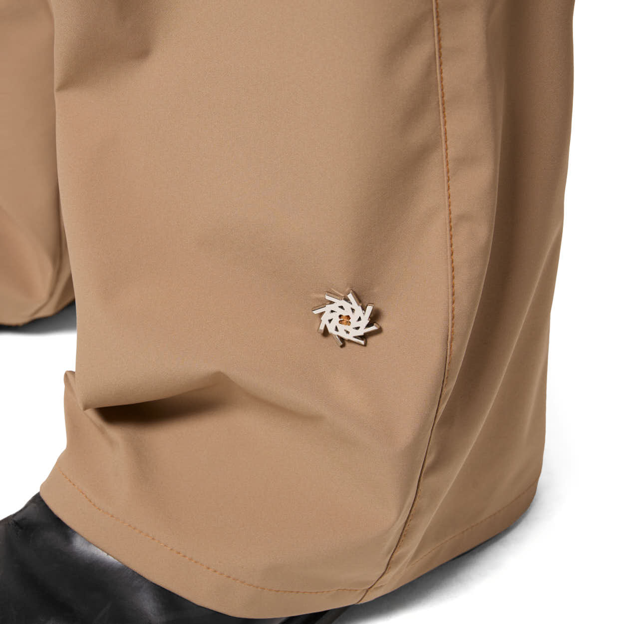 Flared Beige Nylon Trousers
