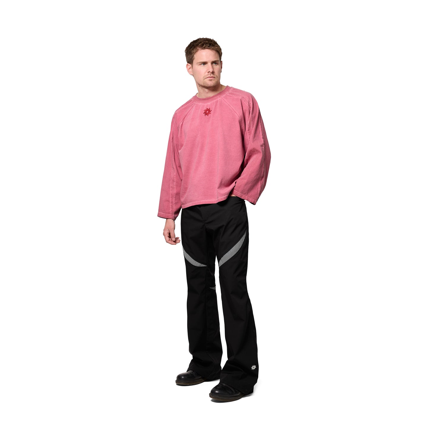 Flared Black Nylon Trousers